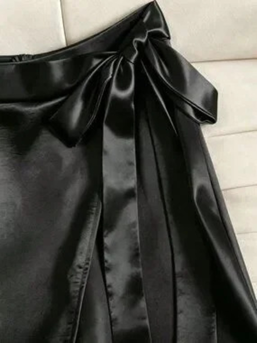 ZARA Black Elegant Women's Twist Elastic Waist Long Wide Leg Pants